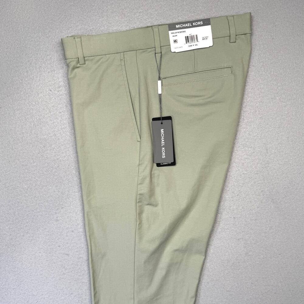 Michael Kors Men's Classic-Fit Cotton-Blend Dress Pants Mint 33x32 $95